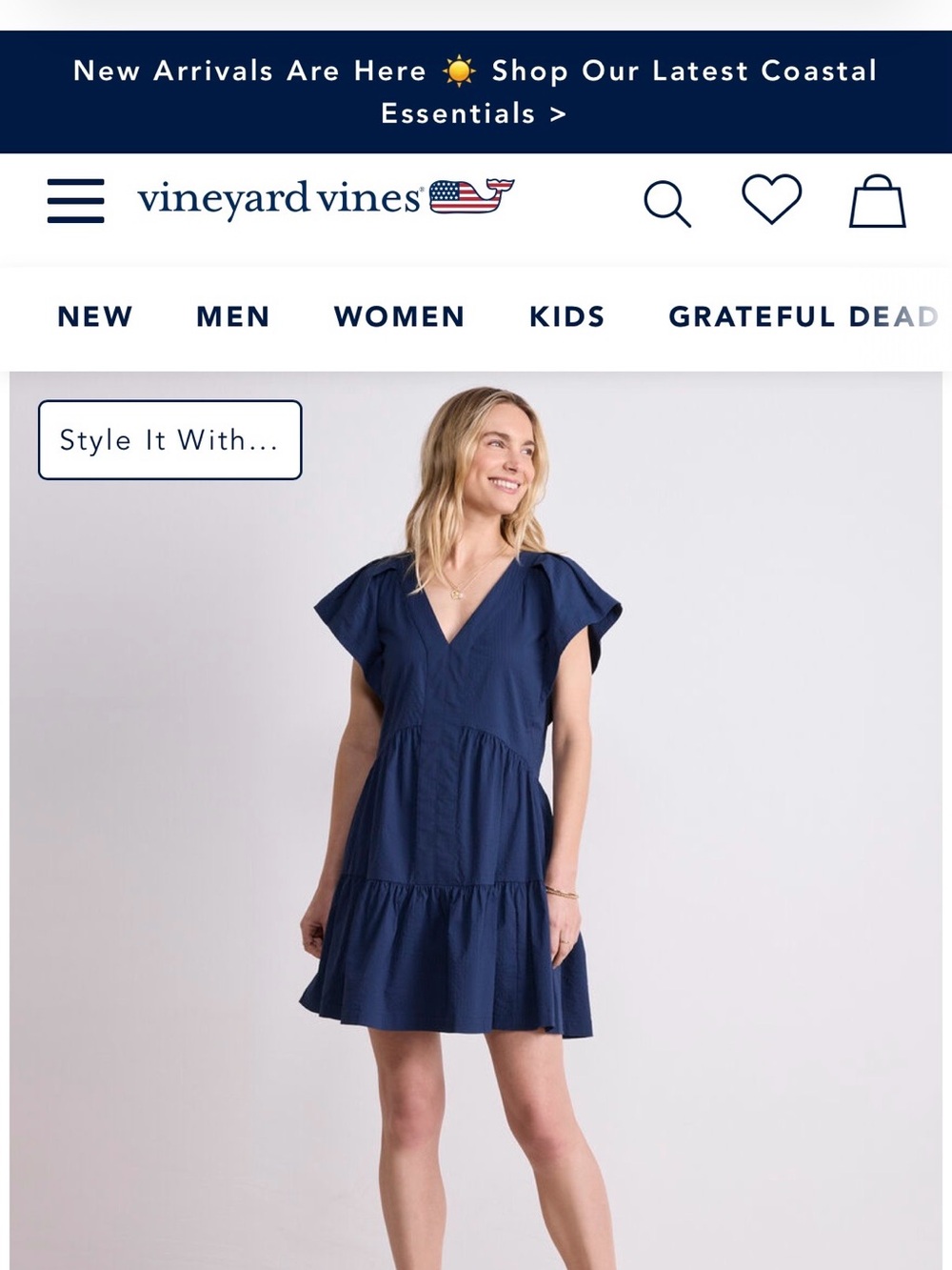 Vineyard Vines Sophie Harbor Dress. Navy size XL